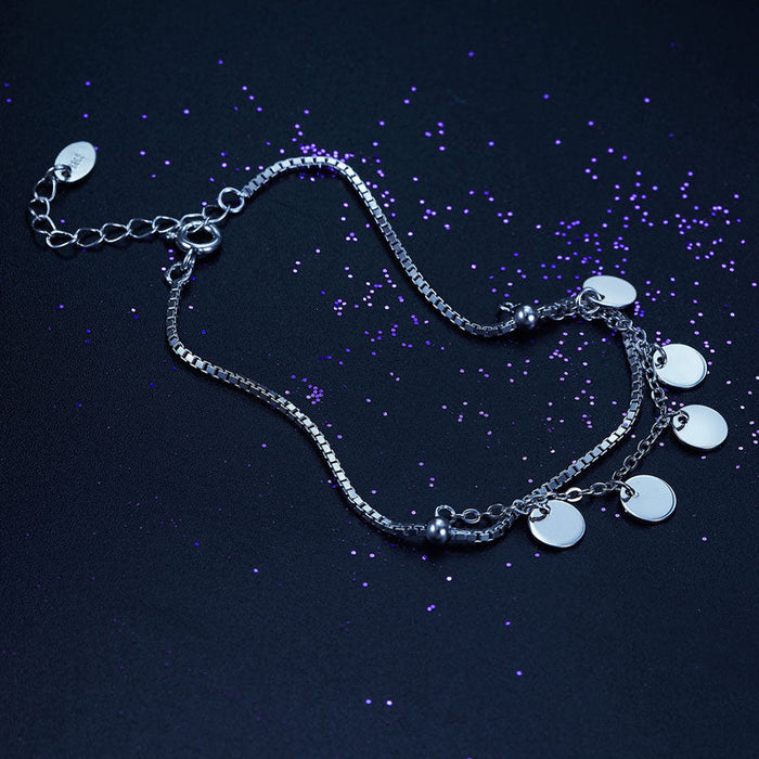 Solid 925 Sterling Silver Bracelet Dangle Circle Fashion Bridesmaid Wedding Gift XFB8021