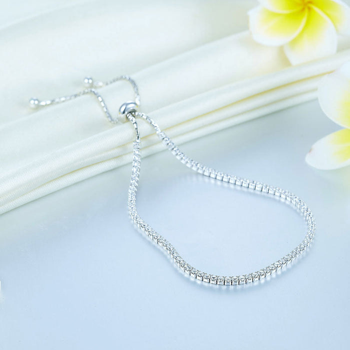 Solid 925 Sterling Silver Bracelet Adjustable Fashion Birthday Bridesmaid Gift XFB8023