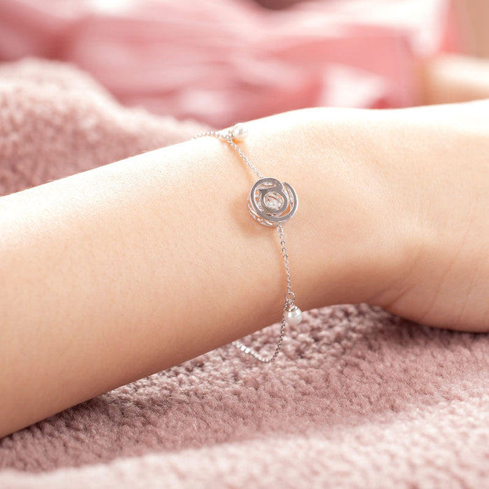 Moissanite Diamond Fresh Water Pearls @ Dancing Stone Bracelet 925 Sterling Silver MFB8129