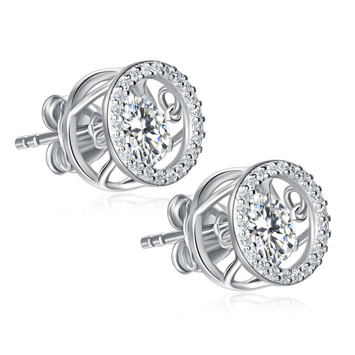Dancing Stone Stud Earrings 925 Sterling Silver XFE8129