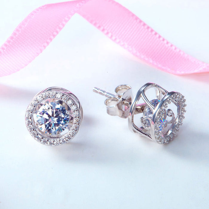 Dancing Stone Stud Earrings 925 Sterling Silver XFE8129