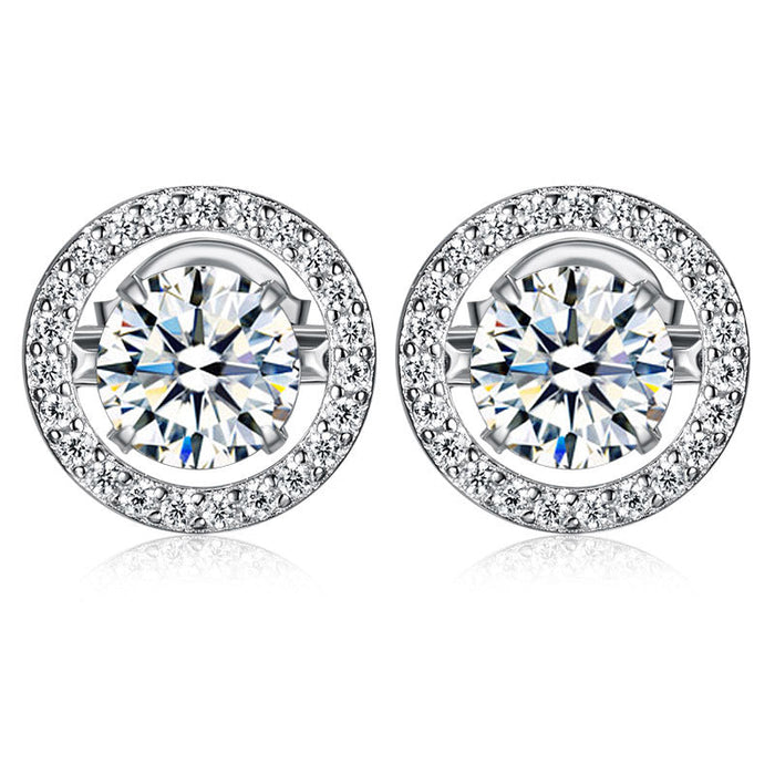 Dancing Stone Stud Earrings 925 Sterling Silver XFE8129