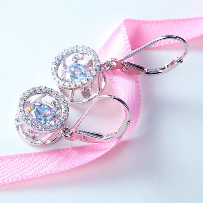 Dancing Stone Dangle Drop Earrings 925 Sterling Silver Wedding Gift XFE8130