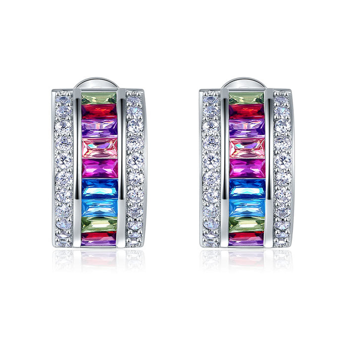 Multi-Color Stones 925 Sterling Silver Earrings Jewelry XFE8131
