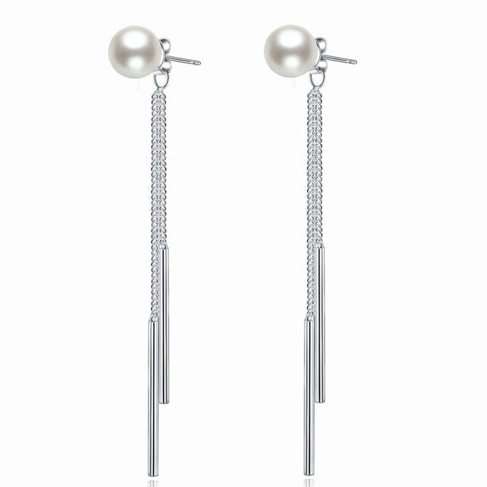 Drop Bridal Wedding 925 Sterling Silver Simulated Pearl Earrings Bridesmaid Jewelry XFE8133