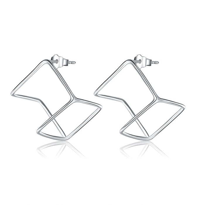 Cube Stud 925 Sterling Silver Earrings Fashion Stylish Jewelry XFE8138