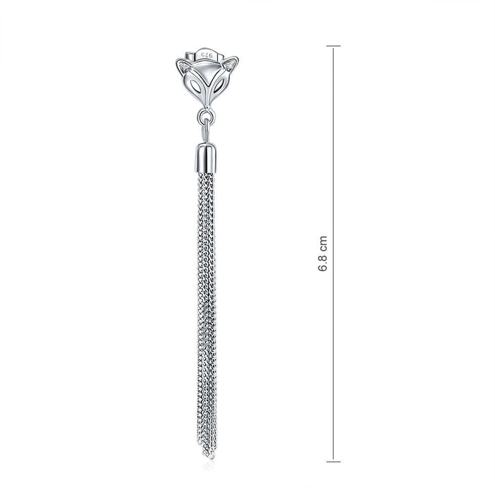 Solid 925 Sterling Silver Earrings Dangle Drop Fox Simple Elegant XFE8149