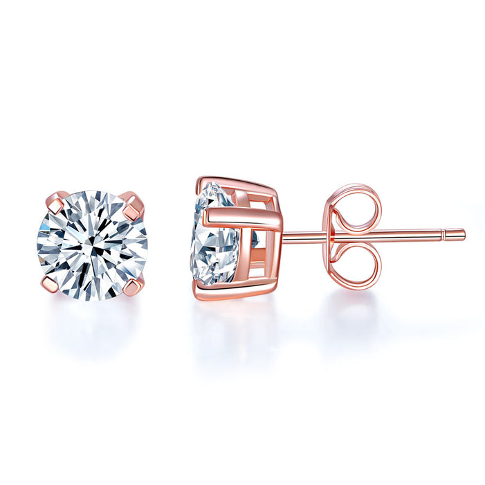 1 Carat Simulated Diamond Stud Earrings 925 Sterling Silver Rose Gold Plated  XFE8151