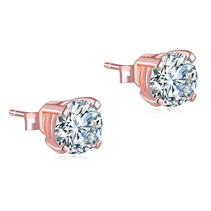 1 Carat Simulated Diamond Stud Earrings 925 Sterling Silver Rose Gold Plated  XFE8151