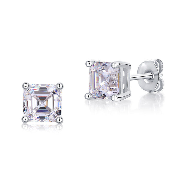1 Ct Asscher Cut Simulated Diamond Stud Earrings 925 Sterling Silver XFE8183