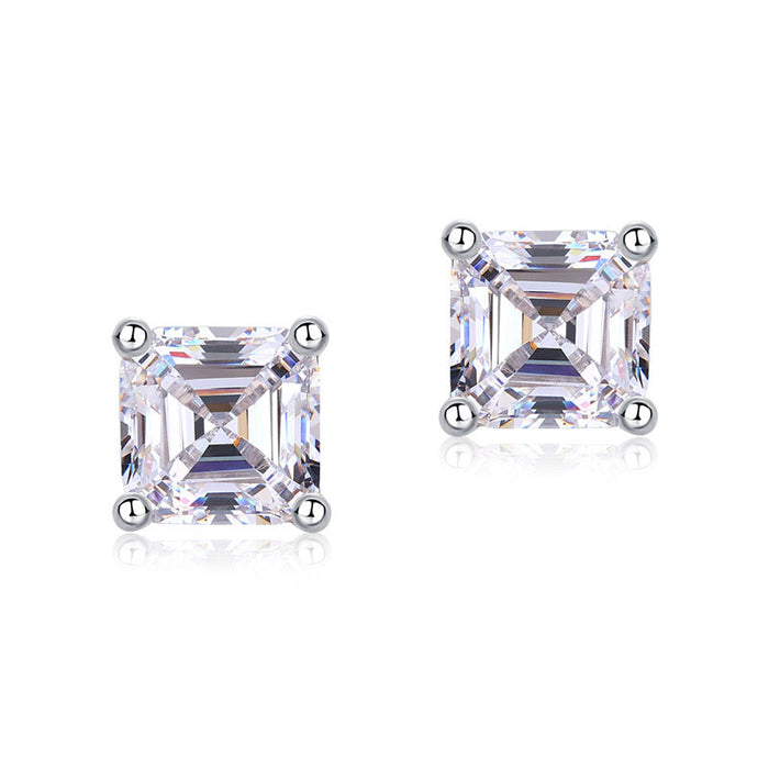 1 Ct Asscher Cut Simulated Diamond Stud Earrings 925 Sterling Silver XFE8183