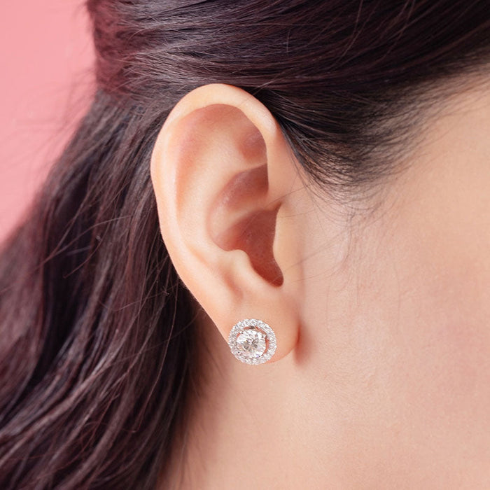 1 Carat Moissanite Diamond 4 Claws Stud Earrings 925 Sterling Silver MFE8187