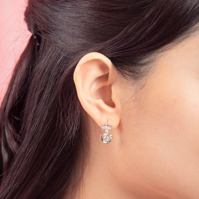 Dancing Stone Dangle Crown Earrings 925 Sterling Silver XFE8199