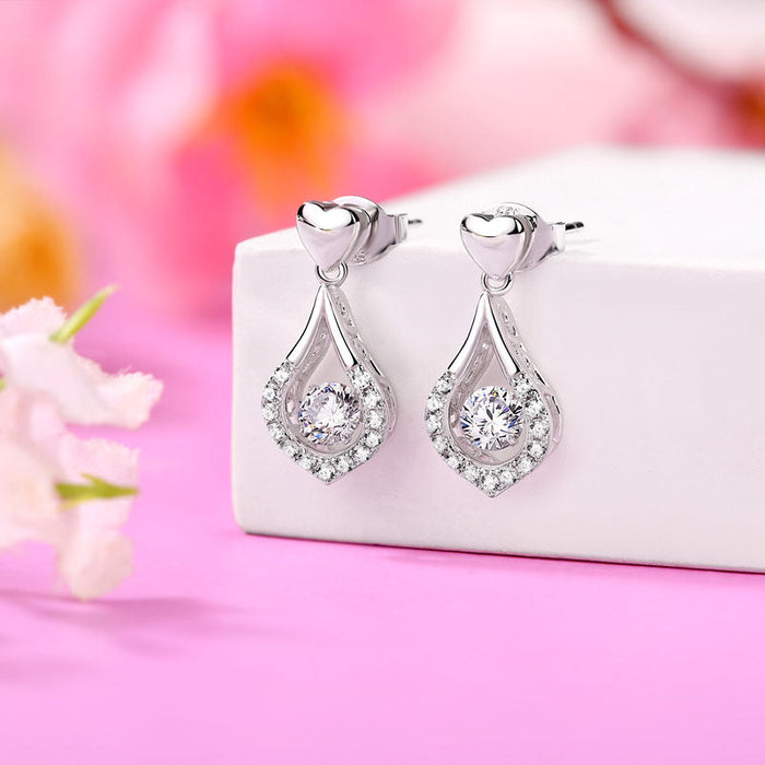 Dancing Stone Earrings Heart Tear Drop 925 Sterling Silver XFE8200