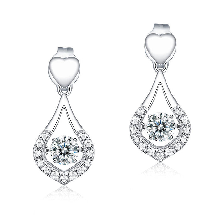 Dancing Stone Earrings Heart Tear Drop 925 Sterling Silver XFE8200