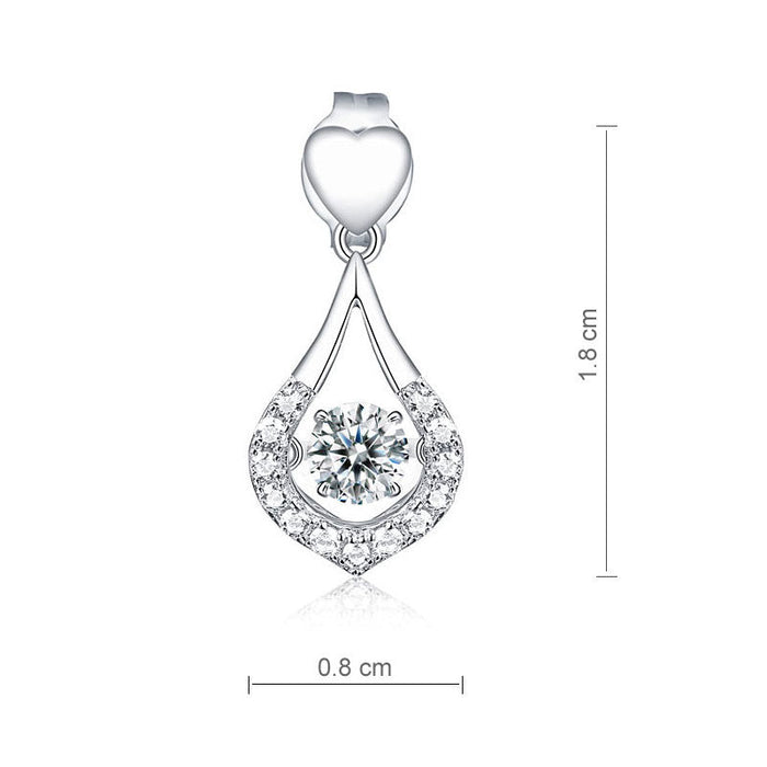 Dancing Stone Earrings Heart Tear Drop 925 Sterling Silver XFE8200