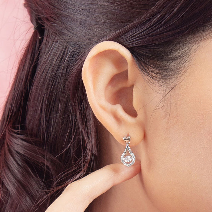 Dancing Stone Earrings Heart Tear Drop 925 Sterling Silver XFE8200