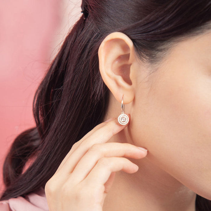 Dancing Stone Earrings Dangle Halo Hook 925 Sterling Silver XFE8201