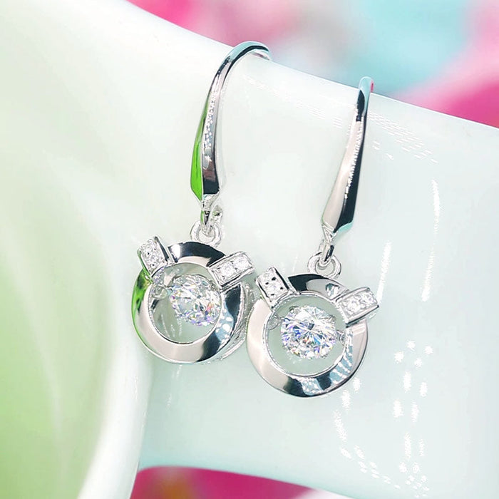 Dancing Stone Earrings Dangle Hook 925 Sterling Silver XFE8202