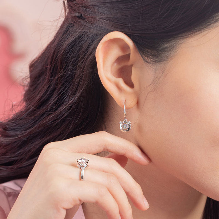 Dancing Stone Earrings Dangle Hook 925 Sterling Silver XFE8202