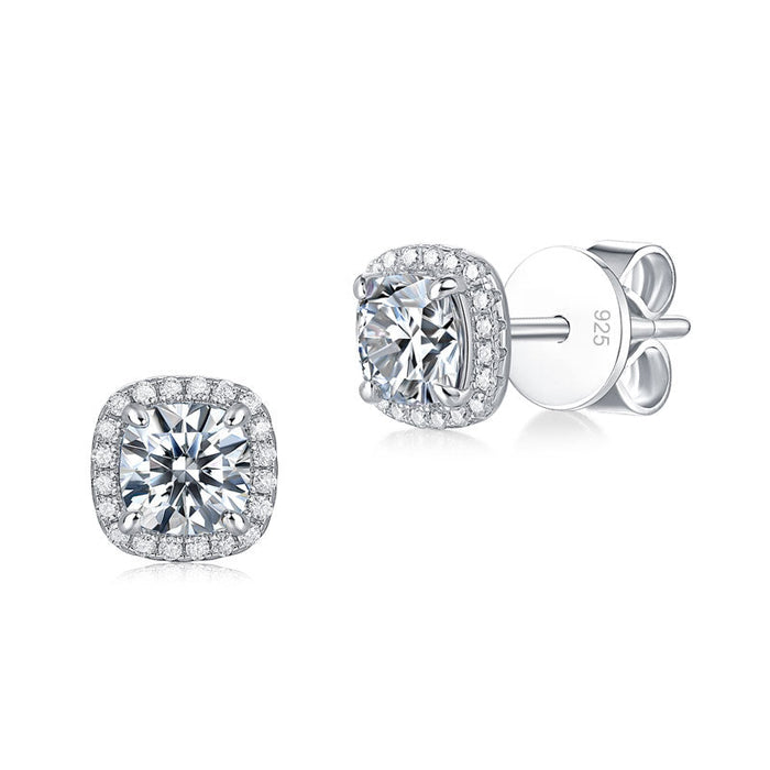 Cushion Cut 0.6 Carat Moissanite Diamond Stud Earrings 925 Sterling Silver MFE8204