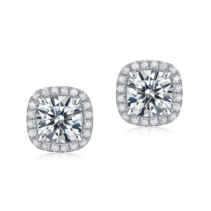 Cushion Cut 0.6 Carat Moissanite Diamond Stud Earrings 925 Sterling Silver MFE8204