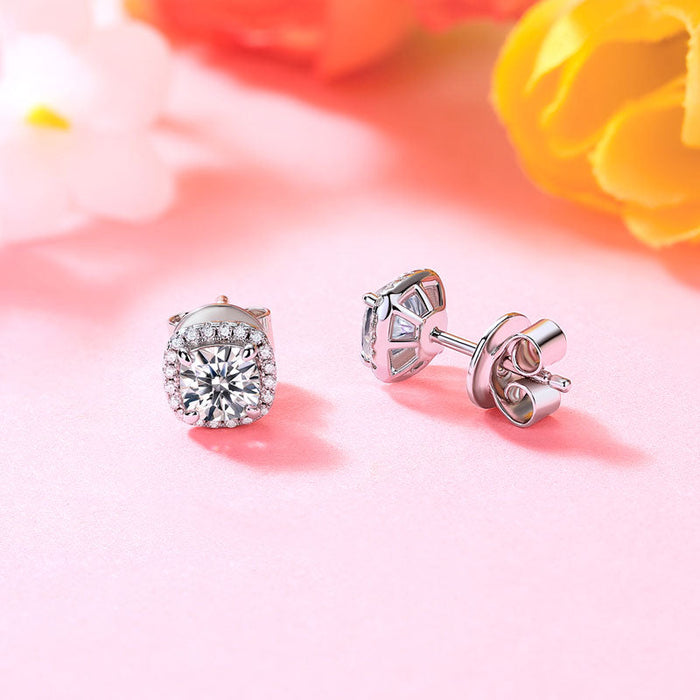 Cushion Cut 0.6 Carat Moissanite Diamond Stud Earrings 925 Sterling Silver MFE8204