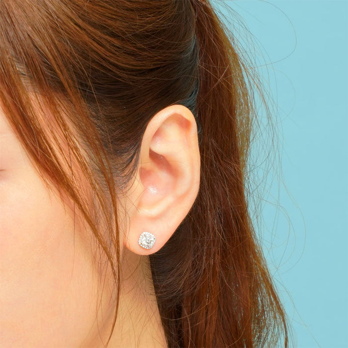 Cushion Cut 0.6 Carat Moissanite Diamond Stud Earrings 925 Sterling Silver MFE8204