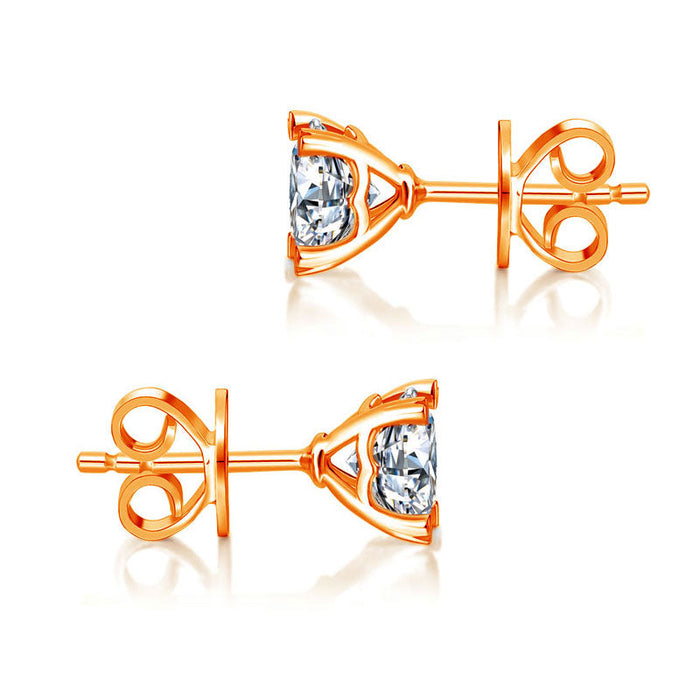 1 Carat Moissanite Diamond Heart Claws Earrings 925 Sterling Silver Rose Gold Plated MFE8206