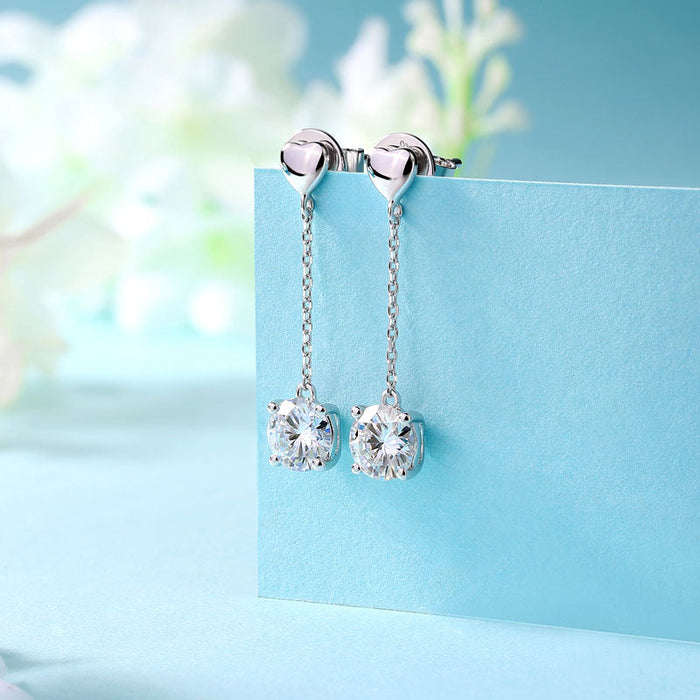 1 Carat Moissanite Diamond Dangle Earrings 925 Sterling Silver MFE8208