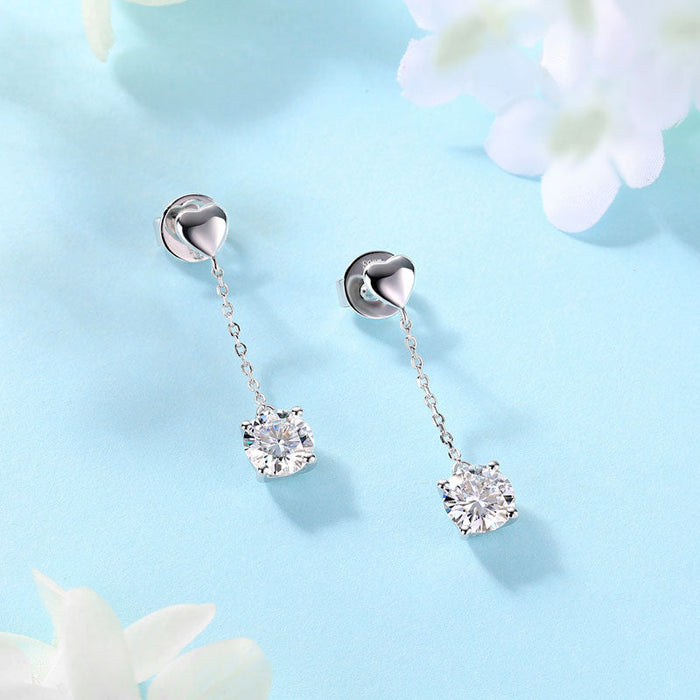 1 Carat Moissanite Diamond Dangle Earrings 925 Sterling Silver MFE8208