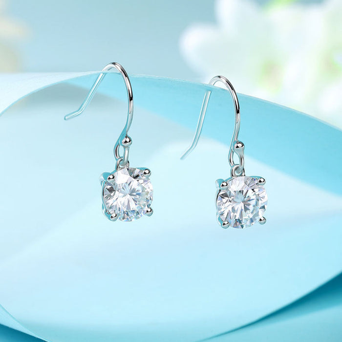 1 Carat Moissanite Diamond Hook Drop Earrings 925 Sterling Silver MFE8209