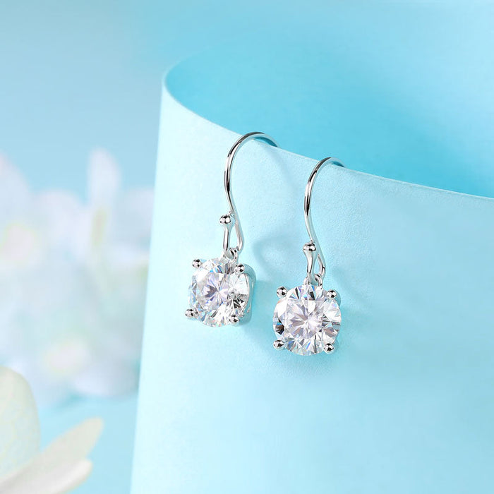 1 Carat Moissanite Diamond Hook Drop Earrings 925 Sterling Silver MFE8209