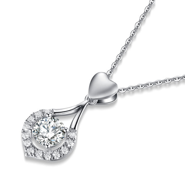 Heart Tear Drop Pendant Necklace 925 Sterling Silver Jewelry Simulated Diamond XFN8059