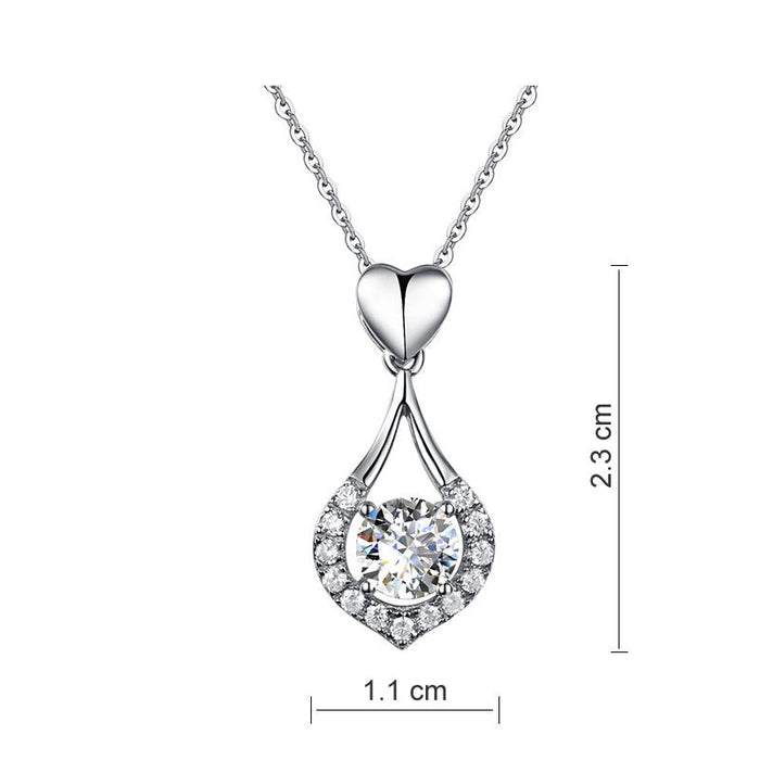 Heart Tear Drop Pendant Necklace 925 Sterling Silver Jewelry Simulated Diamond XFN8059