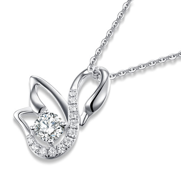 Swan Pendant Necklace 925 Sterling Silver Jewelry Simulated Diamond XFN8061