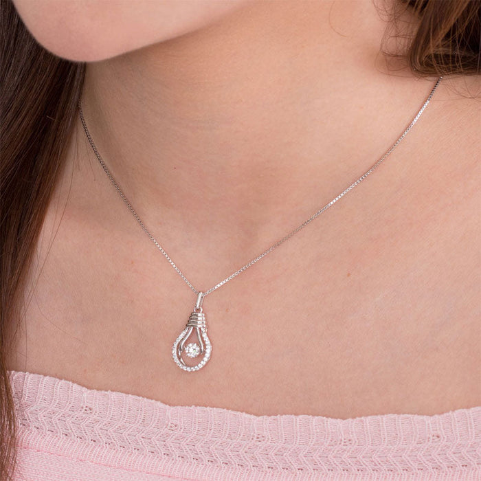Dancing Stone Bulb Pendant Necklace 925 Sterling Silver XFN8067