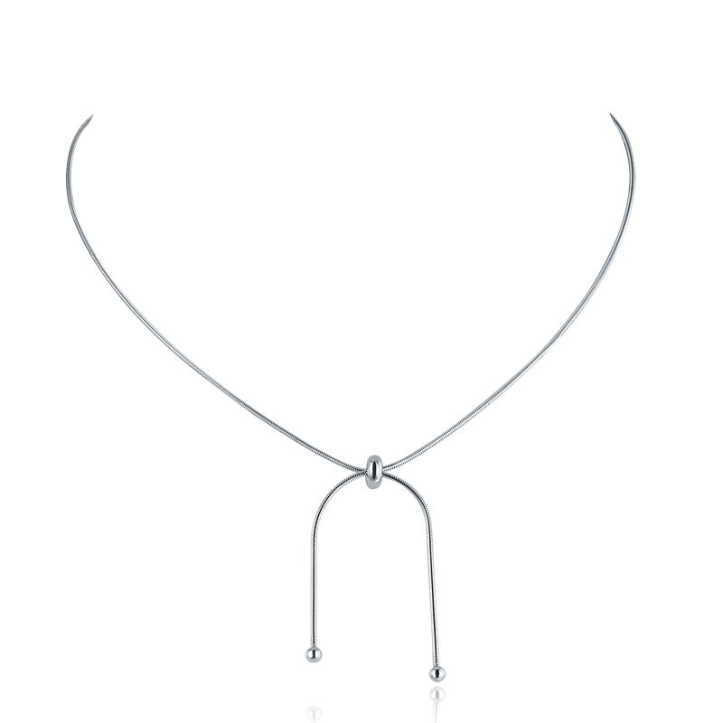 Adjustable Solid 925 Sterling Silver Necklace Stylish Jewelry Birthday Gift XFN8093