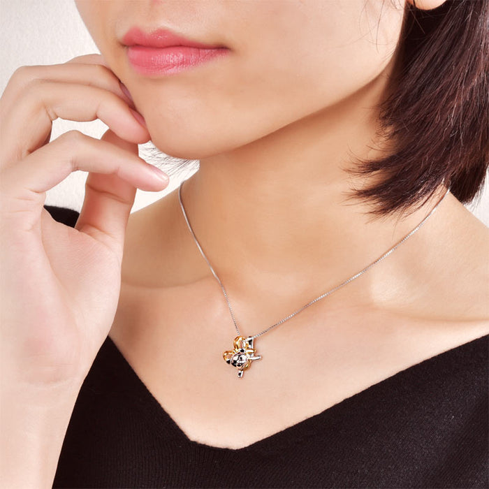 Lovely Bear Pendant Necklace 925 Sterling Silver Birthday Good Handcraft Gift XFN8102