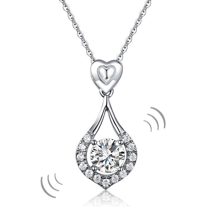 Dancing Stone Heart Tear Drop Pendant Necklace 925 Sterling Silver XFN8134