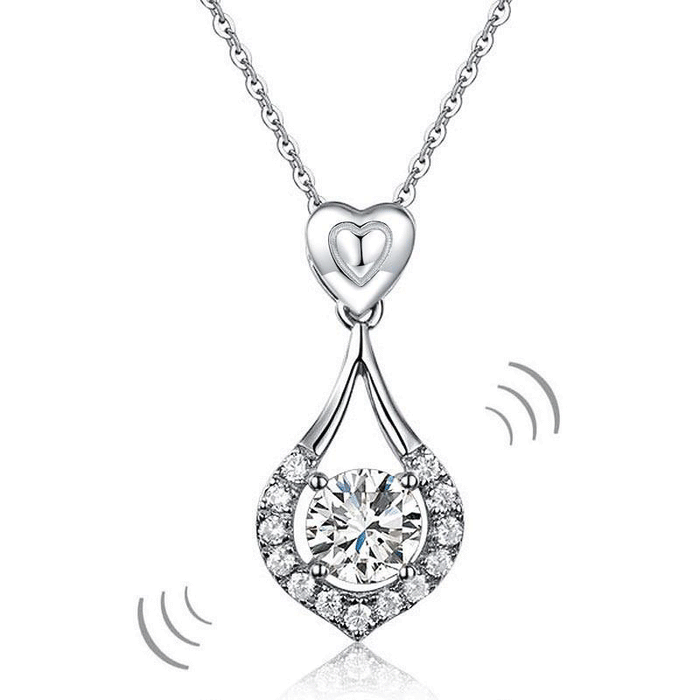 Dancing Stone Heart Tear Drop Pendant Necklace 925 Sterling Silver XFN8134