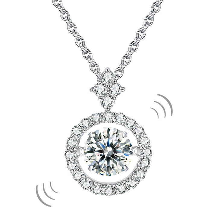 1 Carat Moissanite Diamond Dancing Stone Necklace 925 Sterling Silver MFN8137
