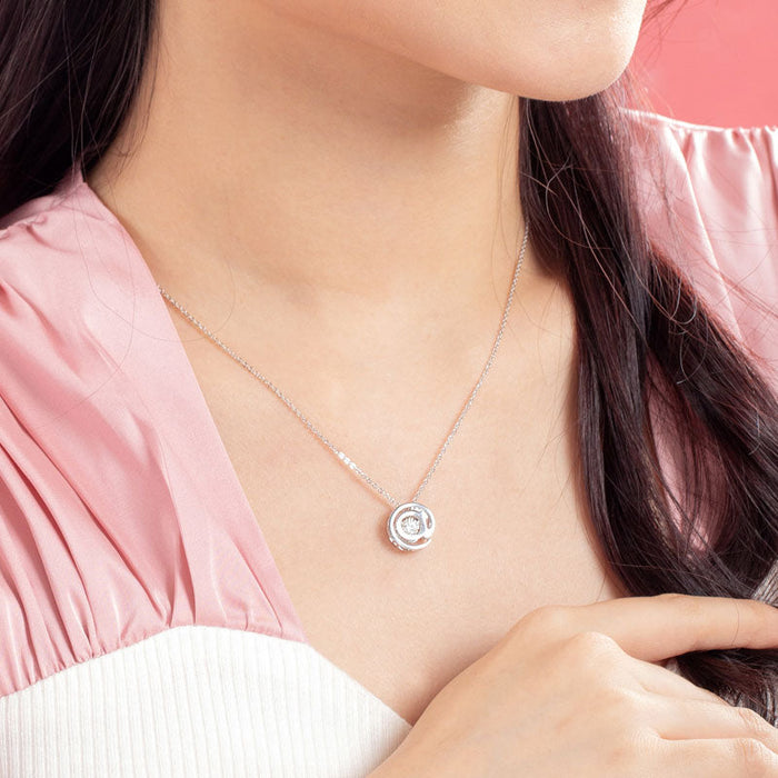 Pendant Moissanite Diamond Dancing Stone Necklace 925 Sterling Silver XFN8143