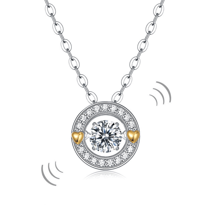 0.4 Carat Moissanite Diamond Dancing Stone Necklace 925 Sterling Silver MFN8144
