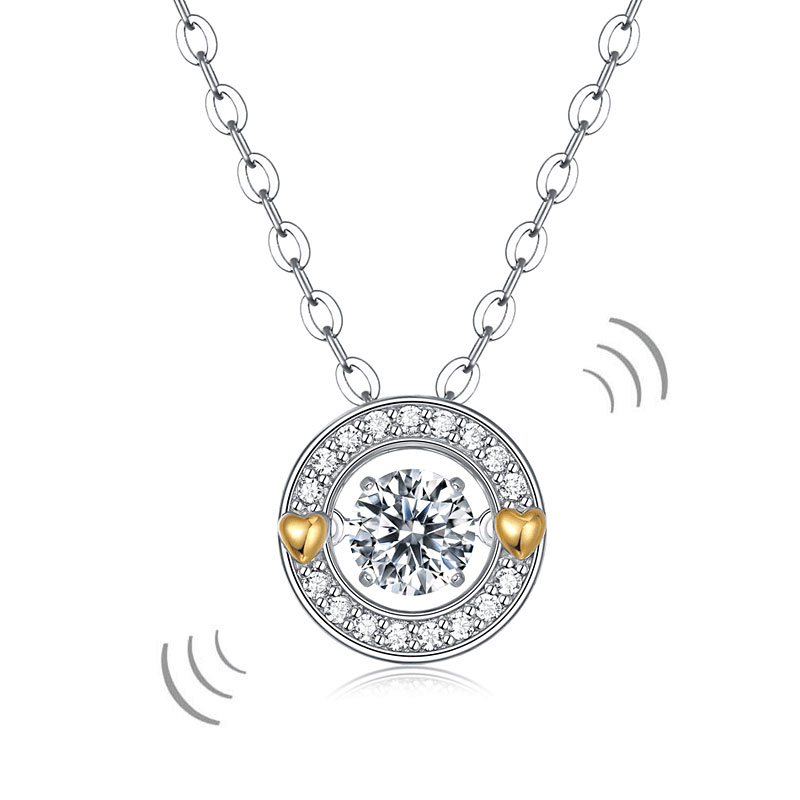 1 Carat Moissanite Diamond Dancing Stone Necklace 925 Sterling Silver MFN8148