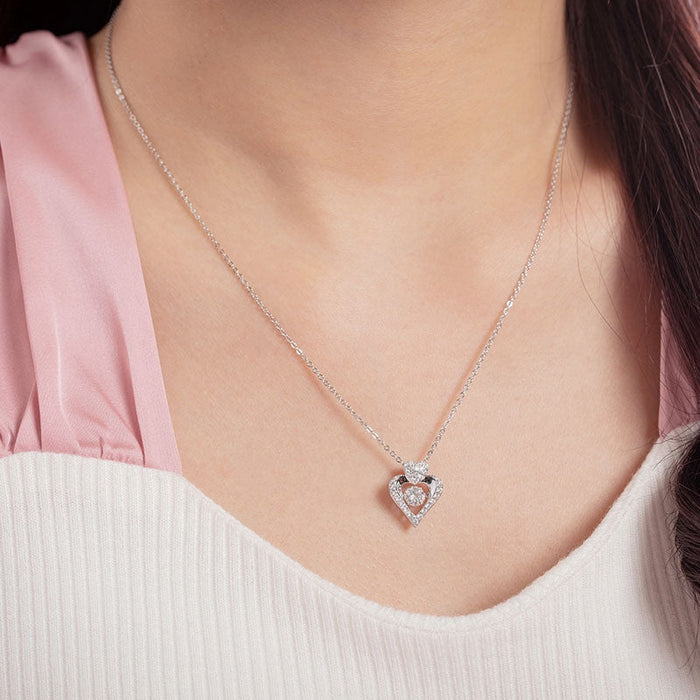 0.5 Carat Moissanite Diamond Dancing Stone Heart Necklace 925 Sterling Silver MFN8146