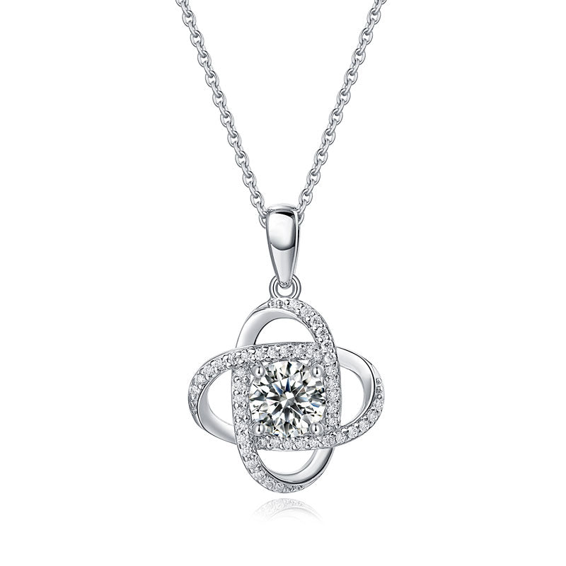 1 Ct Moissanite Diamond Flower Pendant Necklace 925 Sterling Silver MFN8151