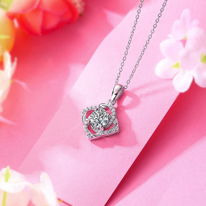 1 Ct Moissanite Diamond Rose Pendant Necklace 925 Sterling Silver MFN8152