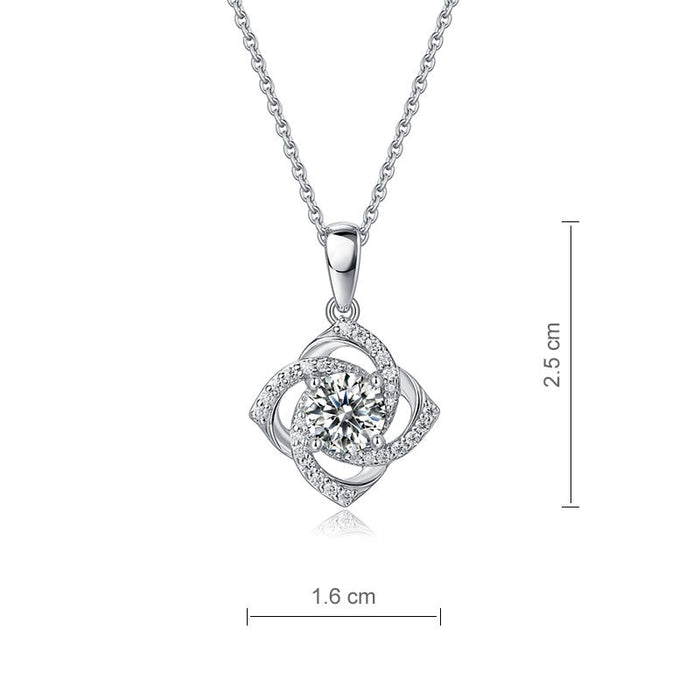 1 Ct Moissanite Diamond Rose Pendant Necklace 925 Sterling Silver MFN8152