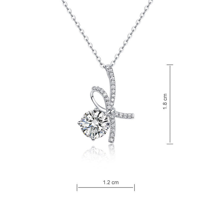 1 Carat Moissanite Diamond Ribbon Pendant Necklace 925 Sterling Silver MFN8155